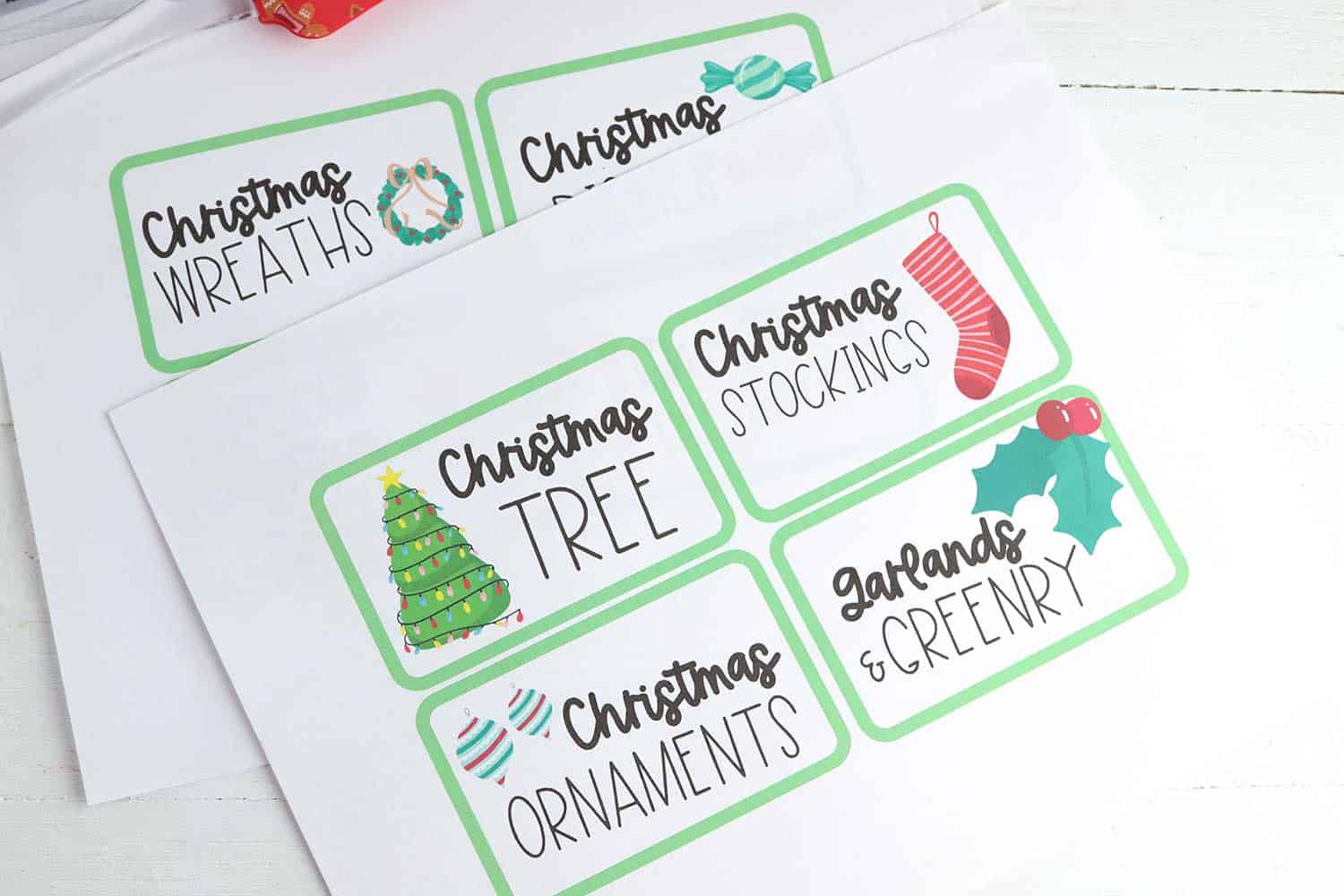 free printable christmas decoration organizing labels - single